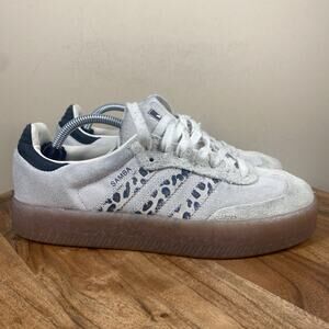 Adidas Sambae Cream White Leopard Womens Size 7.5 Platform Shoes Sneakers JI4226